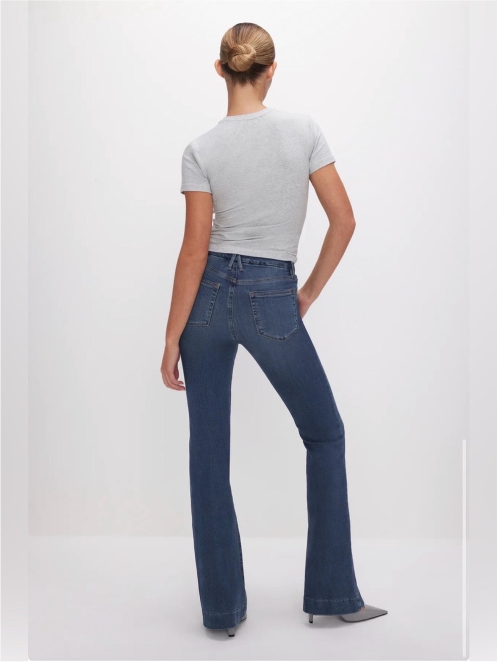 Good American Dark Blue Flare Jeans